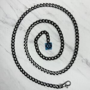 Black Tone Metal Curb Chain Link Belt with Star Charm One Size ✨